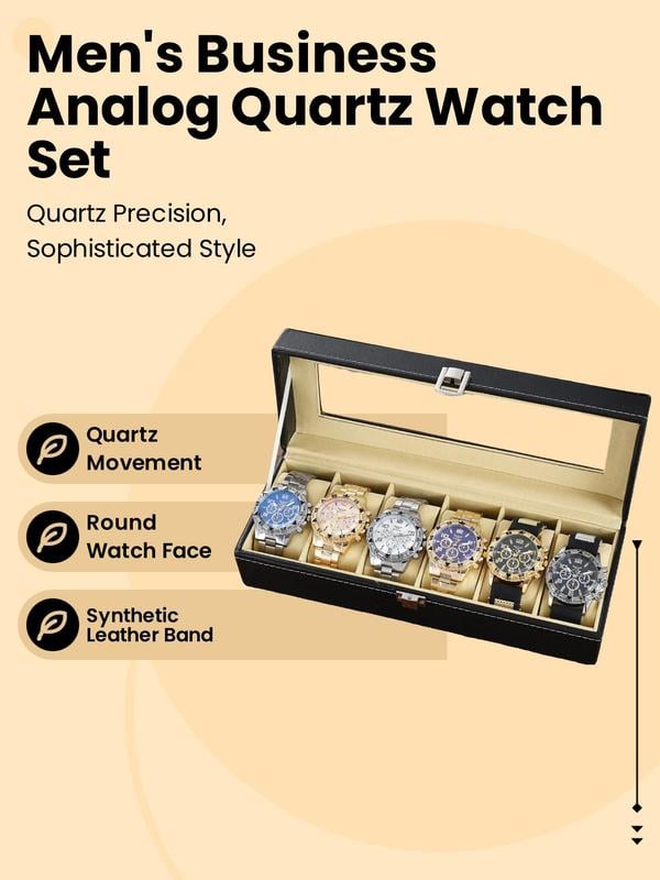 ✨🔥Men's Business Round Dial Analog Quartz Watch Storage Bbox