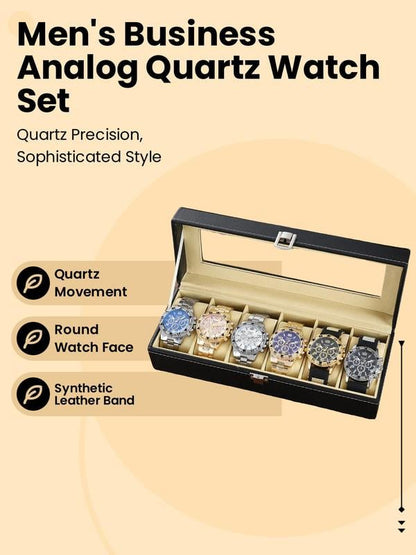 ✨🔥Men's Business Round Dial Analog Quartz Watch Storage Bbox