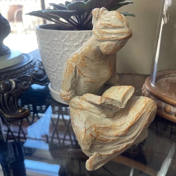 Sweet Hour Of Prayer, Beautiful Hand Cast Inspirational Sculpture Of Woman Praying