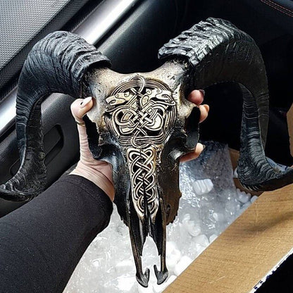 aakip™-Carved Ram Skull