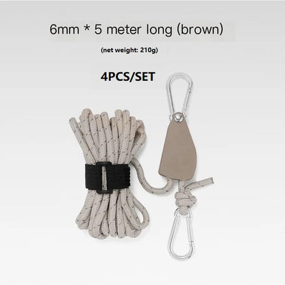 aakip™-Portable Adjustable Fix Tent High Strength Fast Release Pulley Camping Rope(4 Pcs/Set)