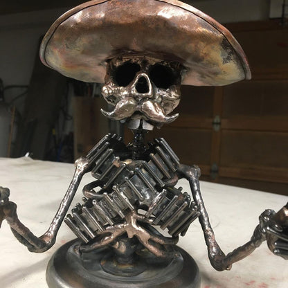 aakip™-Handmade Cast Cowboy Skull Gunslinger Hood Ornament Sculpture