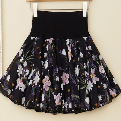 aakip™-Pleated sarongchiffon floral skirt