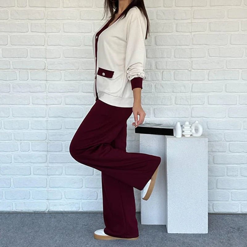 Women's Casual Color Block Two-Piece Set👚👖