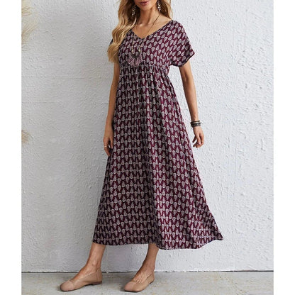 aakip™-🌸2024 NEW Vintage Comfortable Cotton Linen V-neck dress
