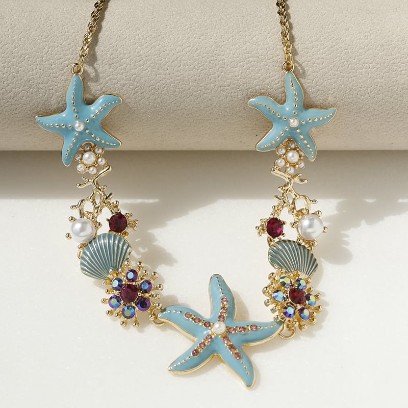 aakip™-Beach Shell Starfish Coral Necklace & Bracelet & Earrings