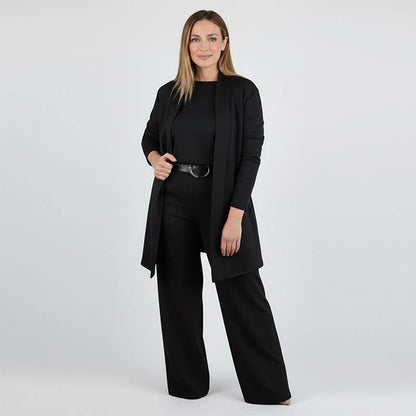 ⏳Weekend Special⏰Elegant 3-piece Set Including Long Cardigan, Top and Pants💞