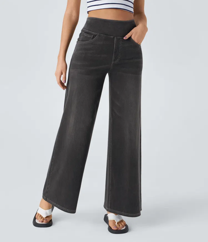 aakip™-Quinn Super Stretch High-Waisted Wide Leg Jeans