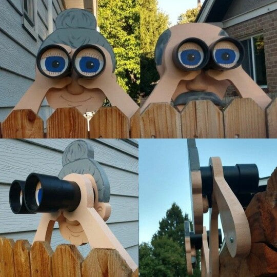 aakip™-Fence Decoration Nosy Old Man and Lady Garden Yard Art