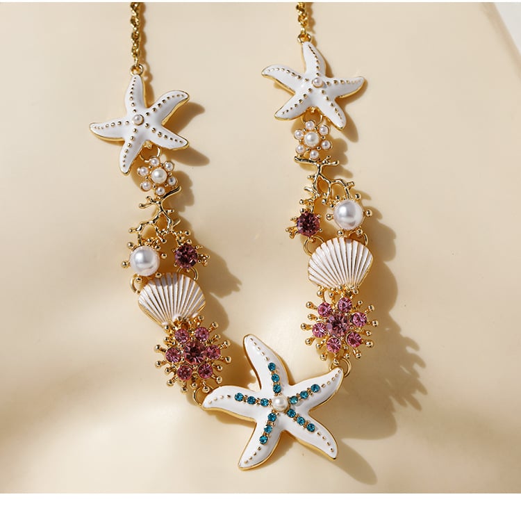 aakip™-Beach Shell Starfish Coral Necklace & Bracelet & Earrings