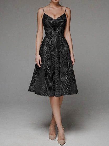 Black Friday Sale: 55% off for a limited time- Fashion V Neck Sling A-Line Dress
