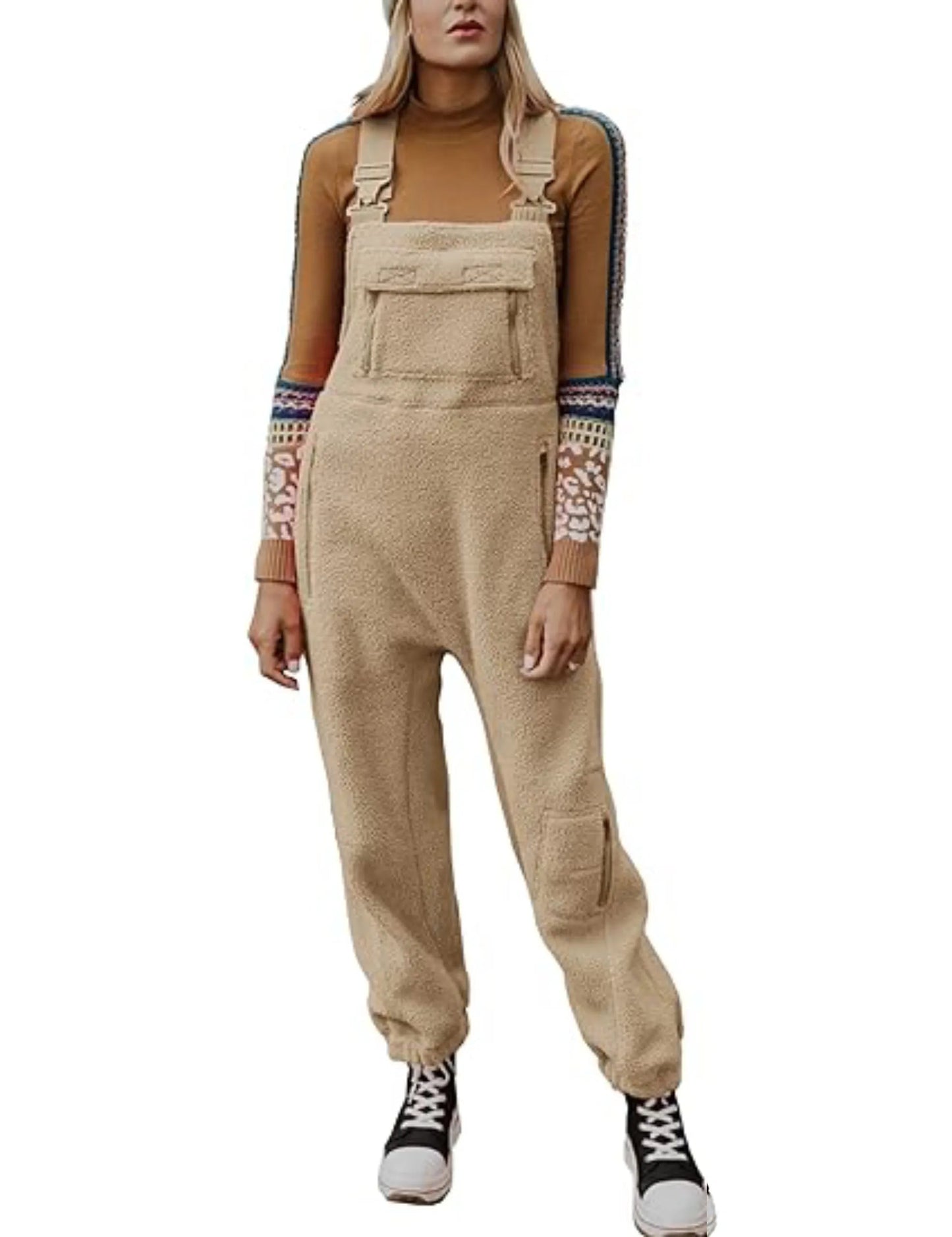 WINTER SALE WOMEN'S FLEECE WARM OVERALLS LOOSE CASUAL JUMPSUITS