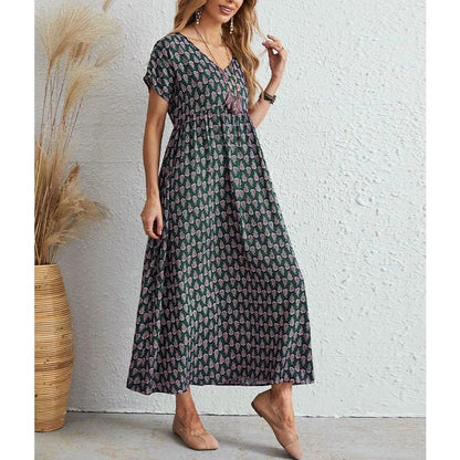aakip™-🌸2024 NEW Vintage Comfortable Cotton Linen V-neck dress