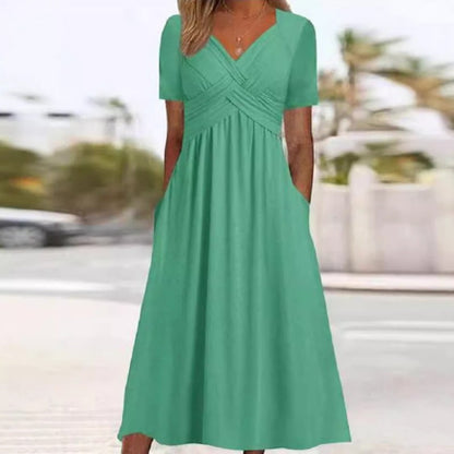 🍀SALE 49% OFF🍀Women’s V-Neck Short Sleeve Long Dresses