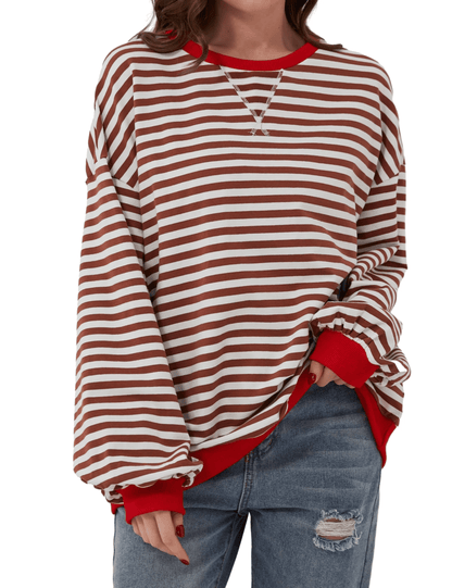 aakip™-WOMEN'S OVERSIZED STRIPED LONG SLEEVE PULLOVER (BUY 2 FREE SHIPPING)