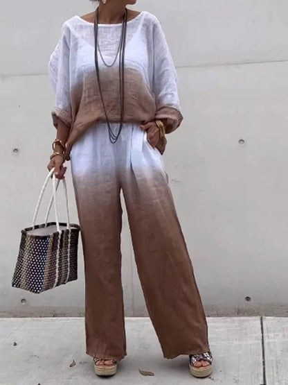 aakip™-Chic Cotton Linen Gradient Two-Piece Set(BUY 2 FREE SHIPPING)