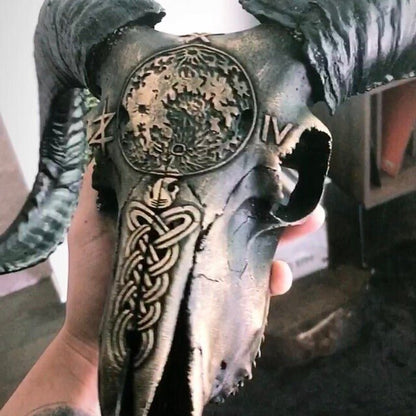 aakip™-Carved Ram Skull