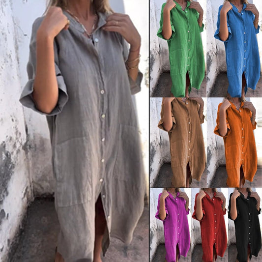 aakip™-Shirt Style Casual Long Dress (Buy 2 Free Shipping)