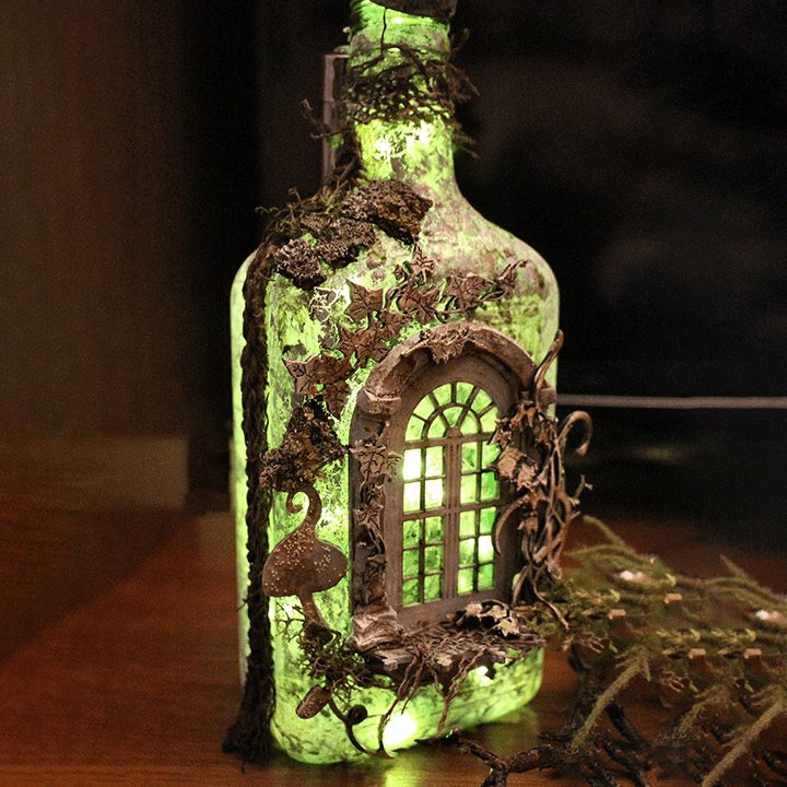 aakip™-Altered Art Bottle - Mystical forest stories