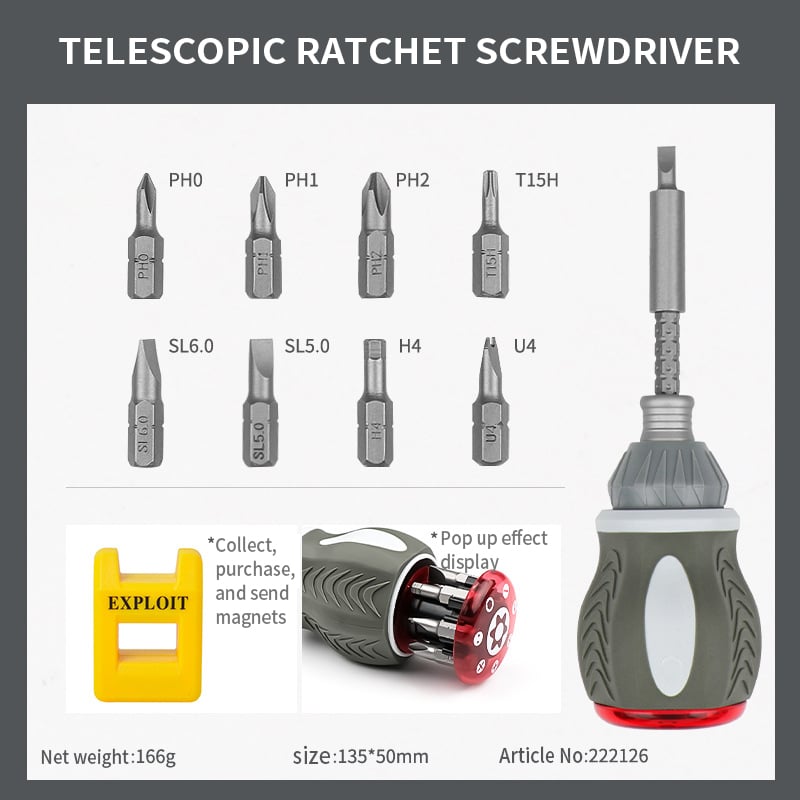 aakip™-13 In 1 Mini Ratcheting Screwdriver Kit