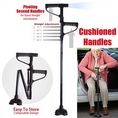 aakip™-HOT SALE -Aluminum alloy with LED light non-slip foldable walking stick