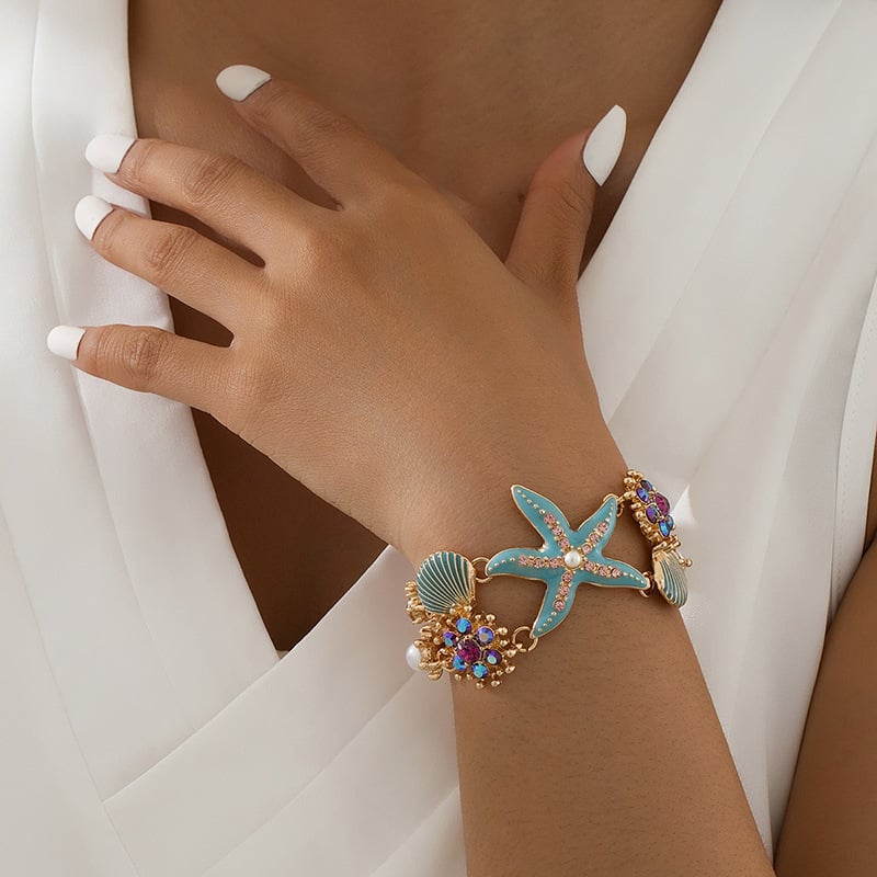 aakip™-Beach Shell Starfish Coral Necklace & Bracelet & Earrings