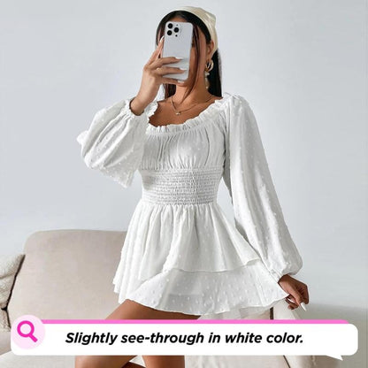 aakip™-Solid Off Shoulder Romper Dress