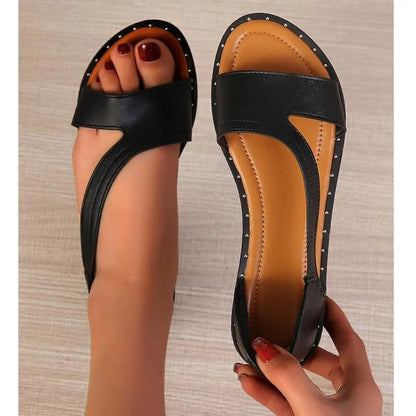 aakip™-(Big Sale💥)Fish-mouth Rivet Open Toe Flat Sandals