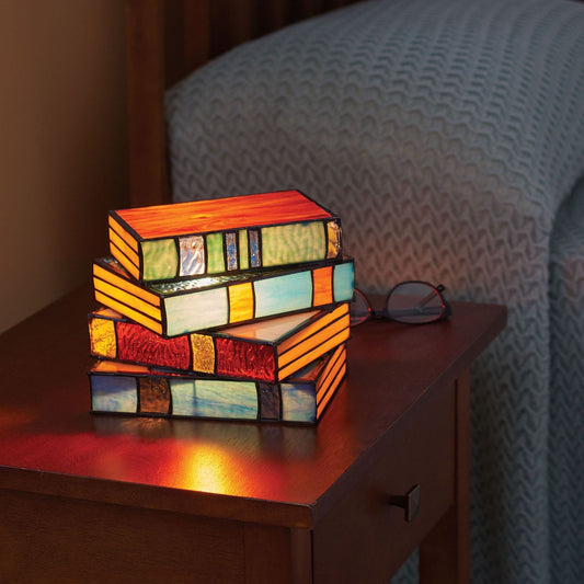 aakip™-📚Stained glass book stacking lamp with strong reading atmosphere