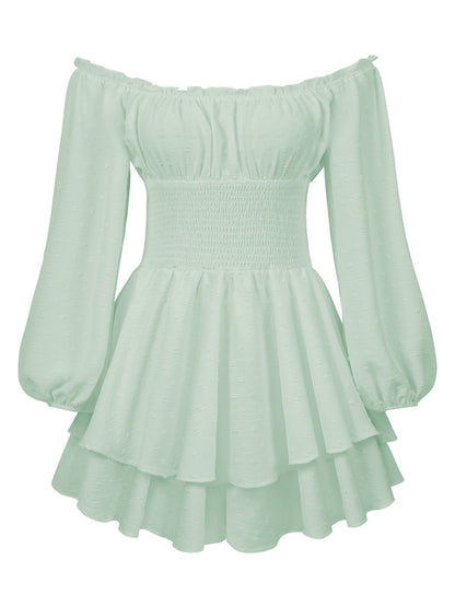 aakip™-Solid Off Shoulder Romper Dress