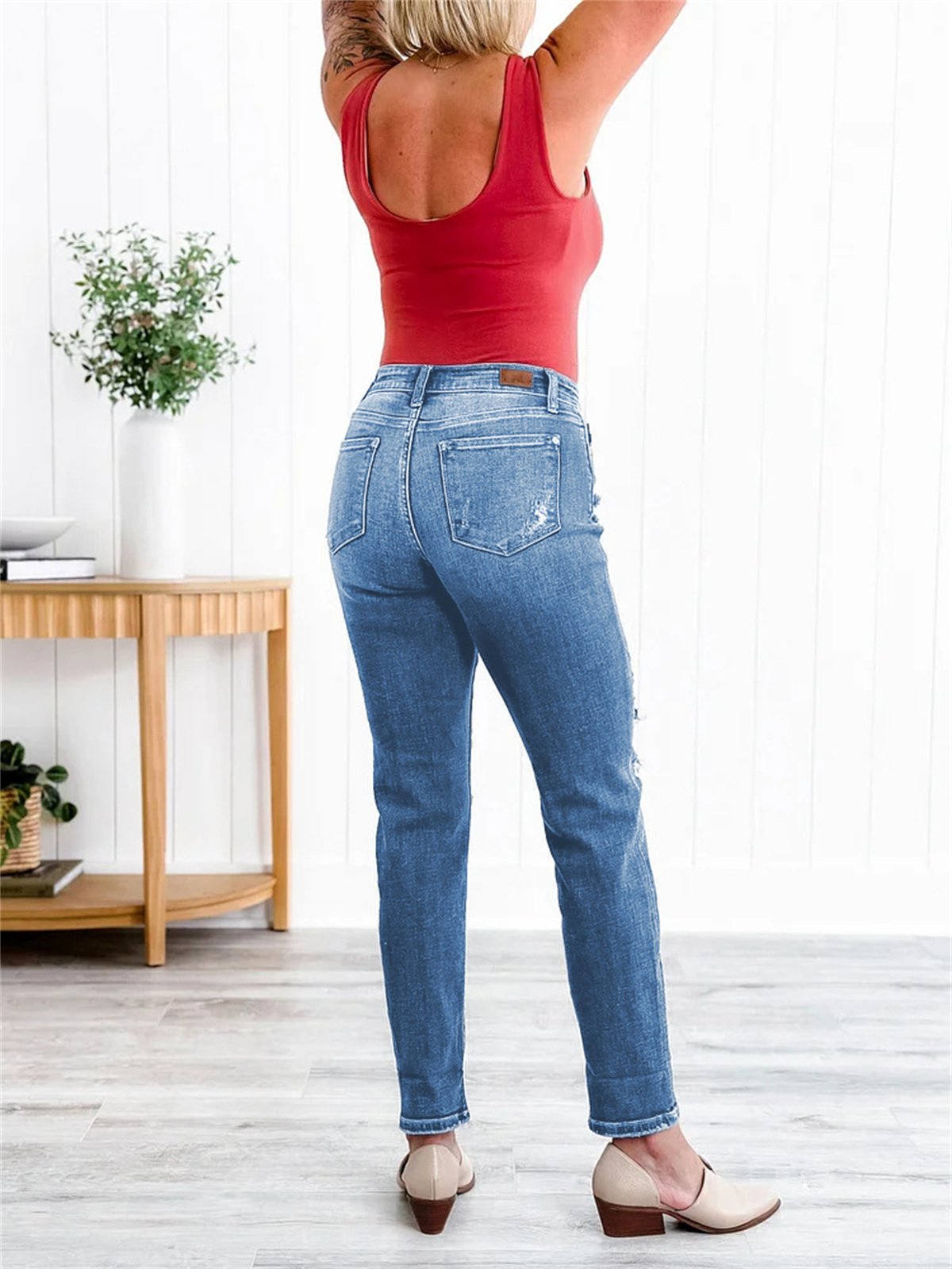 aakip™-Tummy Control Distressed Cuffed Boyfriend Jeans (Buy 2 Free Shipping)