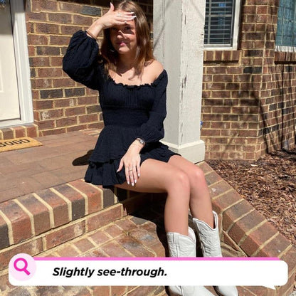 aakip™-Solid Off Shoulder Romper Dress