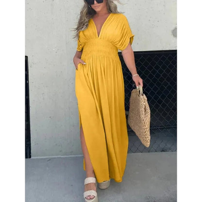 aakip™-NEW IN 💗  SLIT V-NECK EFFORTLESS MAXI LONG DRESS