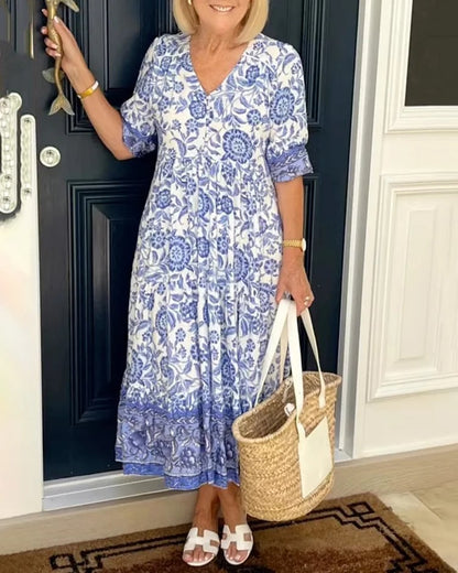 aakip™-V-neck Bohemian Dress