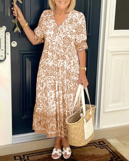 aakip™-V-neck Bohemian Dress