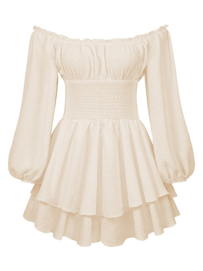 aakip™-Solid Off Shoulder Romper Dress