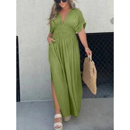 aakip™-NEW IN 💗  SLIT V-NECK EFFORTLESS MAXI LONG DRESS