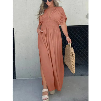 aakip™-NEW IN 💗  SLIT V-NECK EFFORTLESS MAXI LONG DRESS