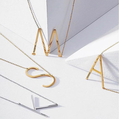 aakip™-Engraved Alphabet A Initial Necklace