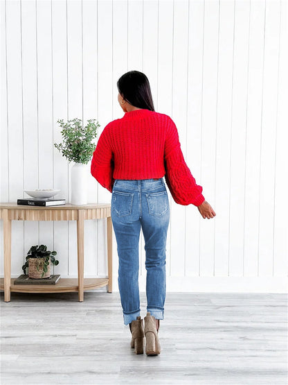 aakip™-Tummy Control Distressed Cuffed Boyfriend Jeans (Buy 2 Free Shipping)