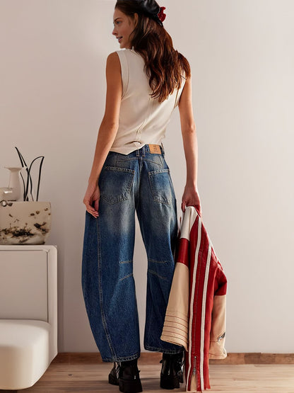aakip™-Mid-Rise Barrel Jeans (BUY 2 Free Shipping)