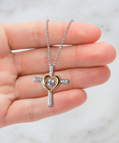 aakip™-Gift To My Baby Girl Daughter - Cross Dancing Necklace With Message Card Gift