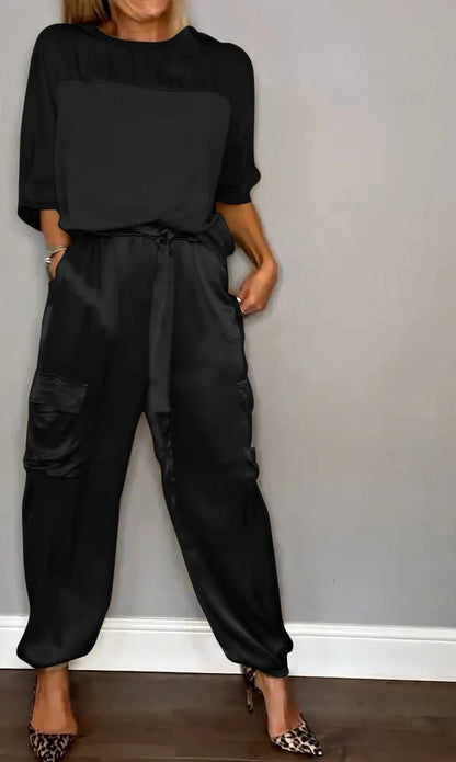 aakip™-Smooth Satin Half-sleeved Top and Pants Set💝BUY 2 FREE SHIPPING