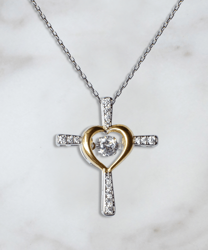 aakip™-Gift To My Baby Girl Daughter - Cross Dancing Necklace With Message Card Gift