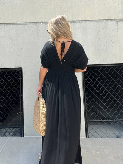 aakip™-NEW IN 💗  SLIT V-NECK EFFORTLESS MAXI LONG DRESS