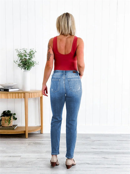 aakip™-Tummy Control Distressed Cuffed Boyfriend Jeans (Buy 2 Free Shipping)