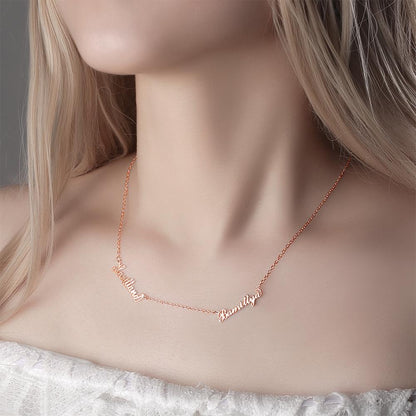 aakip™-Custom  Family Name Necklace, Two Names Gifts for Mom