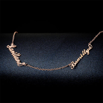 aakip™-Custom  Family Name Necklace, Two Names Gifts for Mom