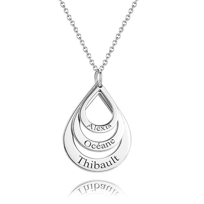 aakip™-Personalized Engraved Necklace Drop Shaped Family Necklace in For Mom