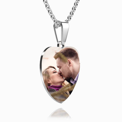 aakip™-Stainless Steel Photo Heart Tag Necklace Engraved Pendant